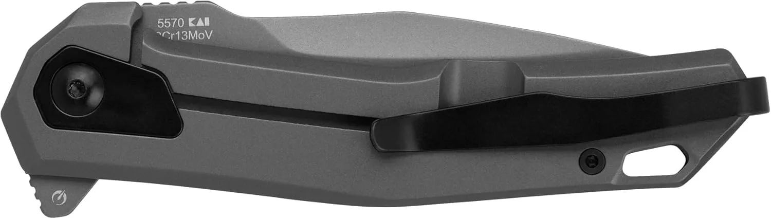 Kershaw Helitack Folding Pocket Knife, 3.3 inch Blade, Stainless Steel Handle, Every Day Carry Work Knife, Pocketclip