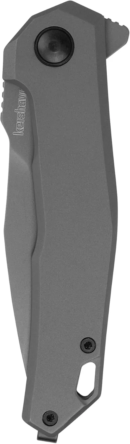 Kershaw Helitack Folding Pocket Knife, 3.3 inch Blade, Stainless Steel Handle, Every Day Carry Work Knife, Pocketclip