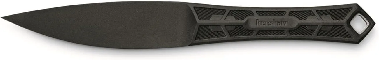 Kershaw Interval Fixed Blade Knife, 3.5 inch Blade Made with PA-66 Nylon, Blunt Edge with Sharp Point, Project Atom, Black
