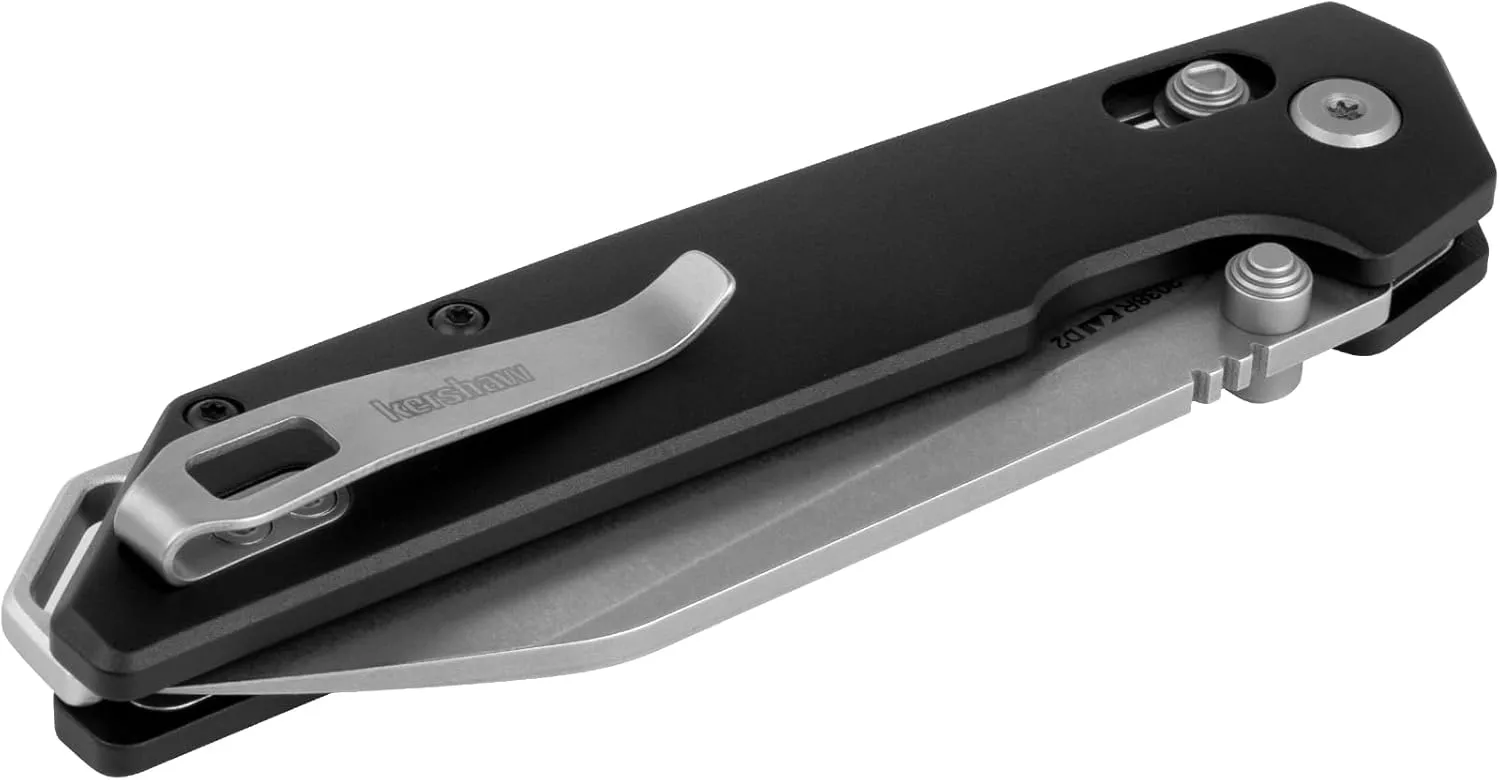 Kershaw Iridium Reverse Tanto Folding Pocket Knife, Sleek 3.4 inch D2 Steel Blade, DuraLock Locking Mechanism