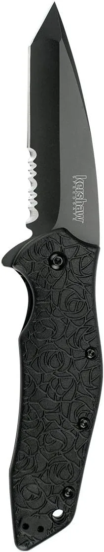 Kershaw Kuro Tanto Assisted Opening Knife (3.125" Black Serr) 1835TBLKST
