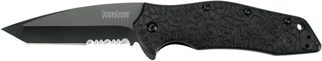 Kershaw Kuro Tanto Assisted Opening Knife (3.125" Black Serr) 1835TBLKST