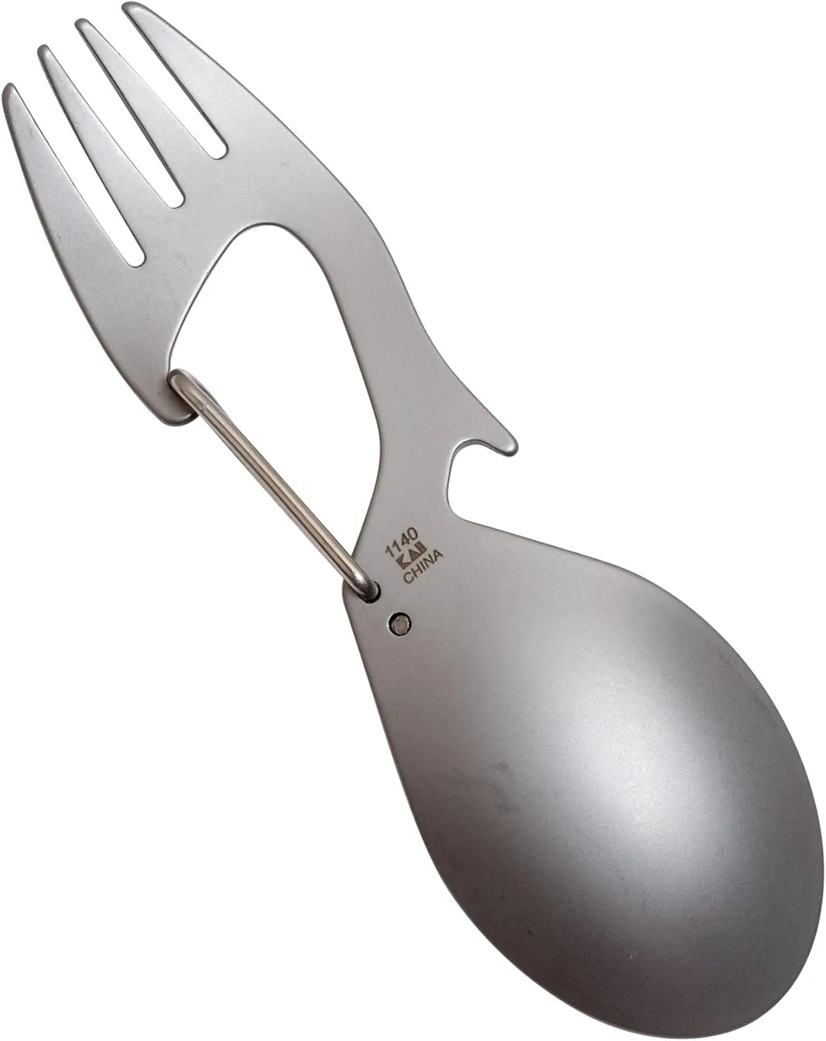 Kershaw Ration Multi Tool Spork, Stainless Steel Spoon, Fork, Carabiner and Bottle Opener, Regular and XL Sizes Silver