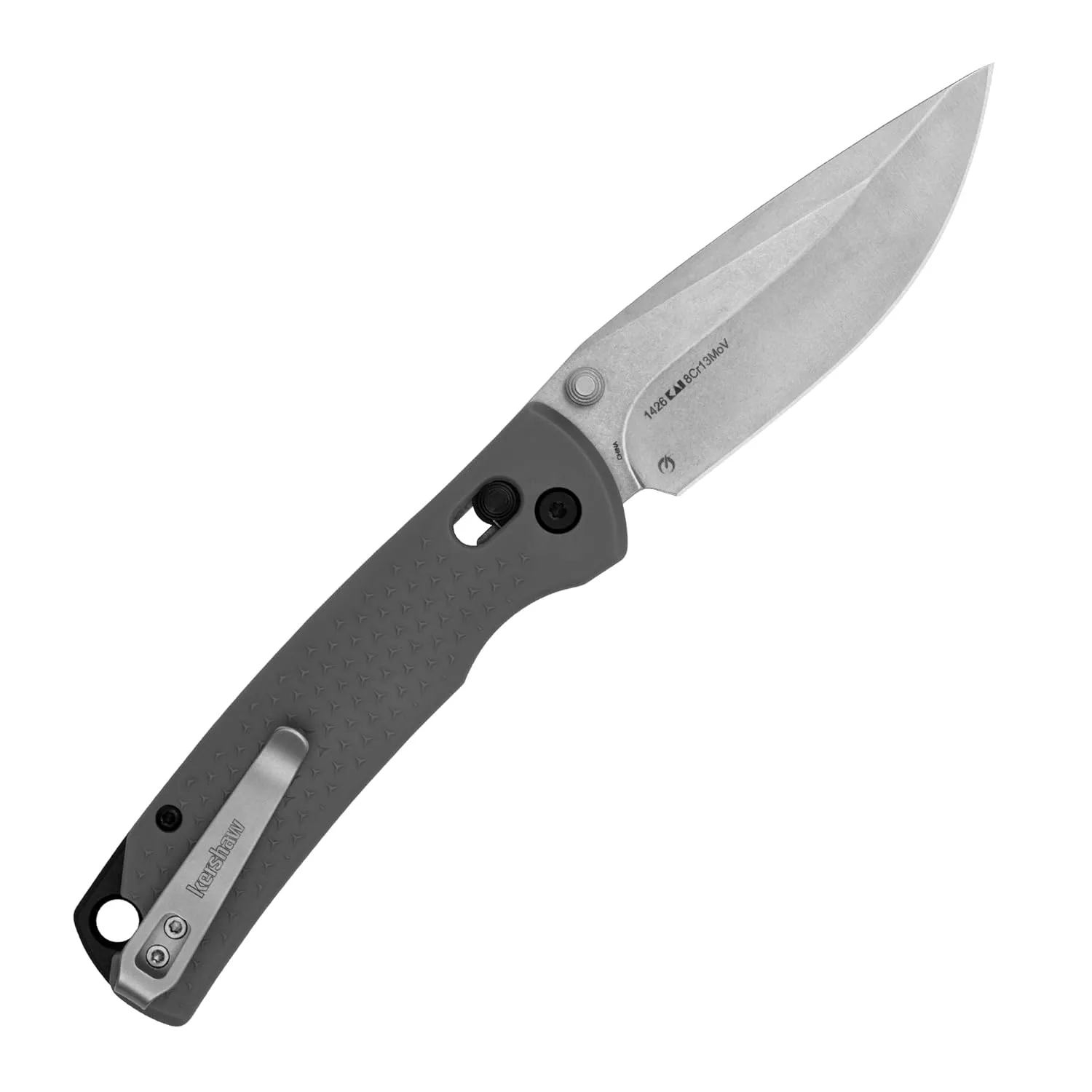Kershaw Sequence Pocket Knife, Gray Design, 3.32 Inch Stainless Steel Drop Point Blade, EDC with Manual Opening