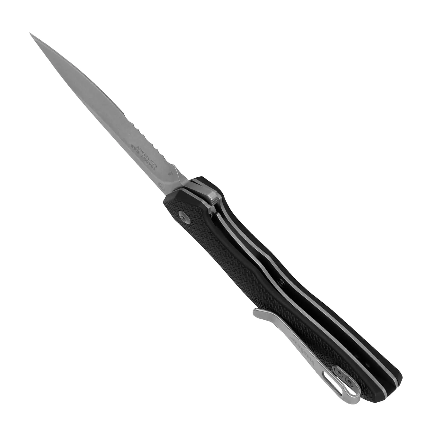 Kershaw Shoreline Folding Pocket Knife, All Purpose 3 inch Serrated Blade, Deep Carry Pocketclip, Black GFN Handle