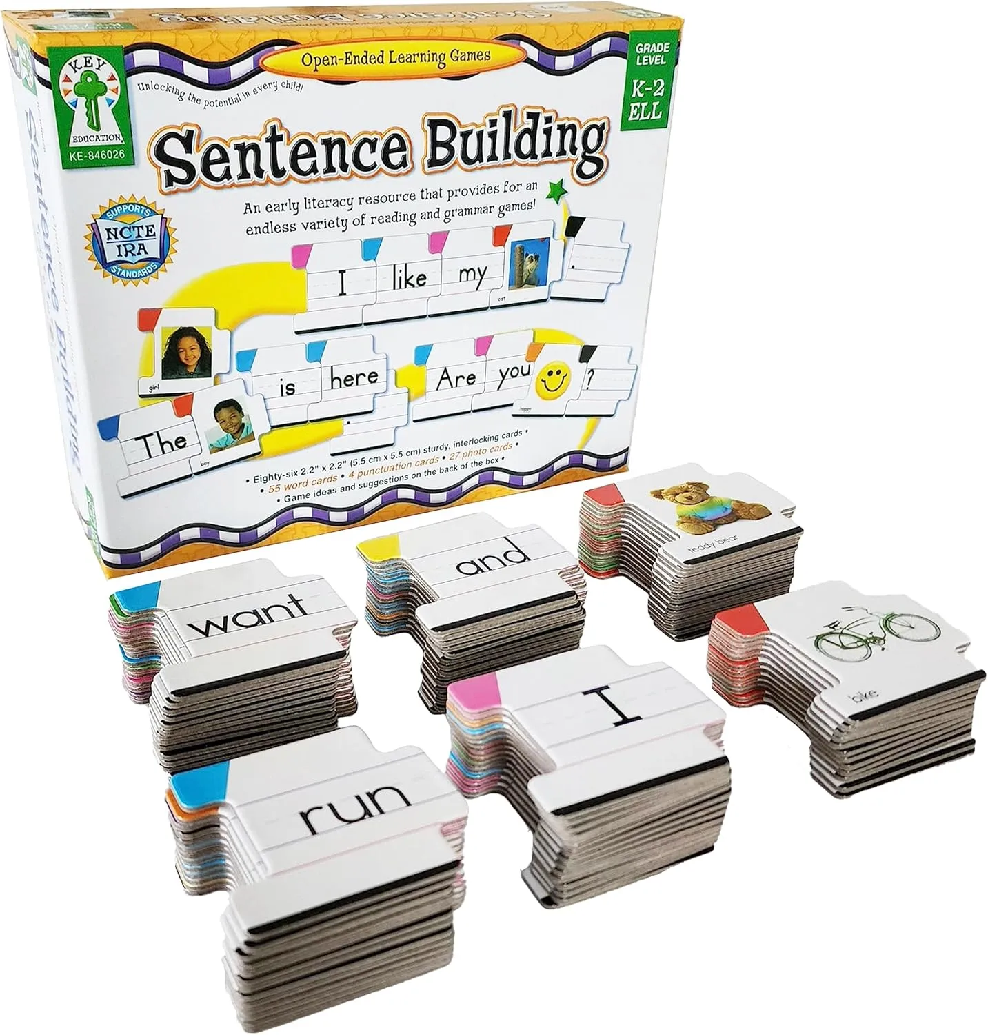 Key Education Sentence Building Game, Phonics Puzzles for Kids Ages 6-8, Learn to Read Parts of Speech, Sight Words