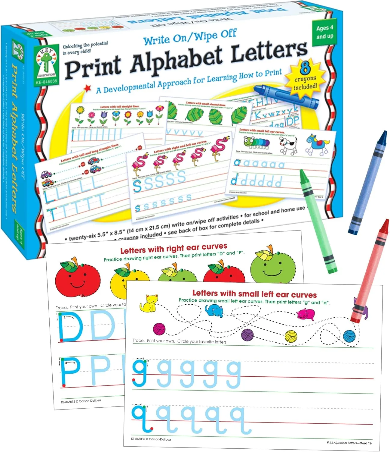 Key Education Publishing Write-On/Wipe-Off Print Alphabet Letters, Literacy Activities
