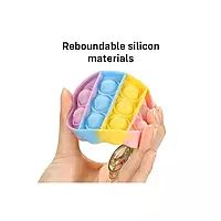 POP IT Keychain Combo Pack of 9 Assorted Mini Fidget Toys | Silicone Sensory Keychains for Kids