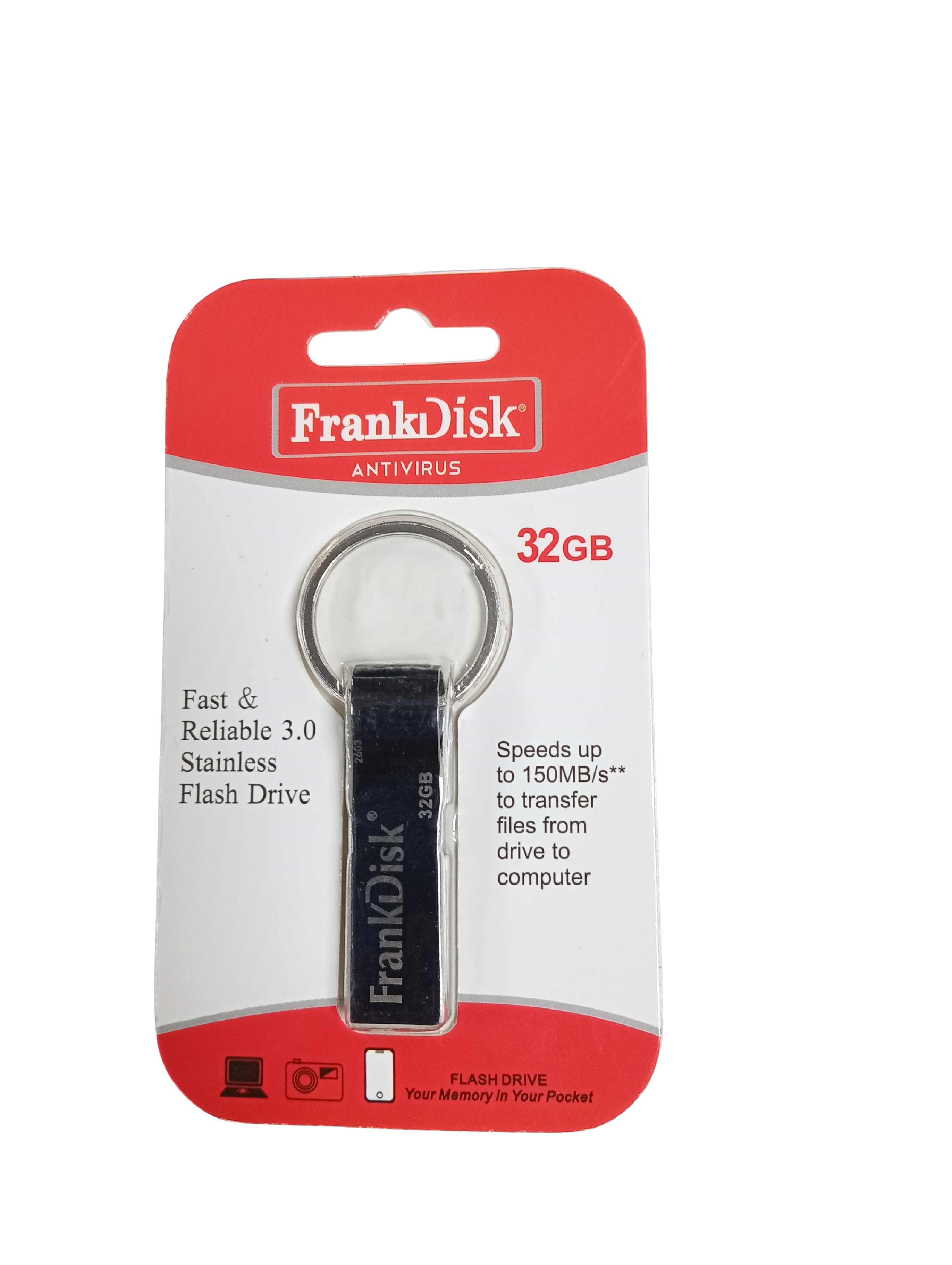 FrankDisk Antivirus 32gb Stainless Keyholder OTG Flash Drive