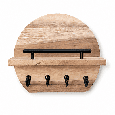 Round Entryway Organizer Shelf – Wall Mounted Key Holder