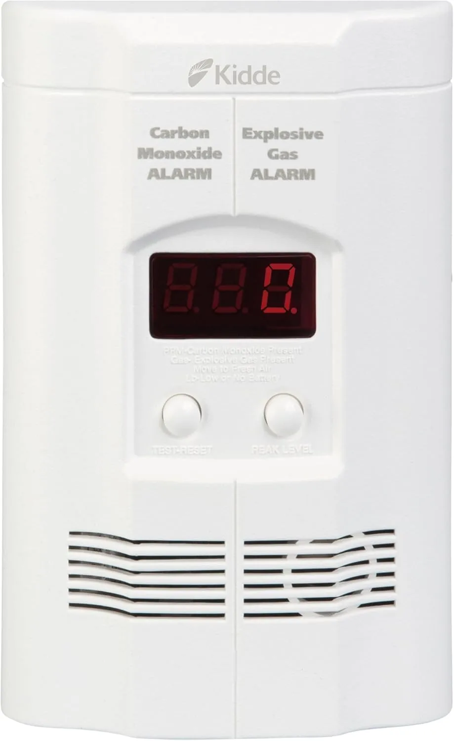 Kidde Carbon Monoxide Detector, Propane, Natural, Methane, & Explosive Gas Alarm, Plug-In Wall with 9-Volt Battery Backup
