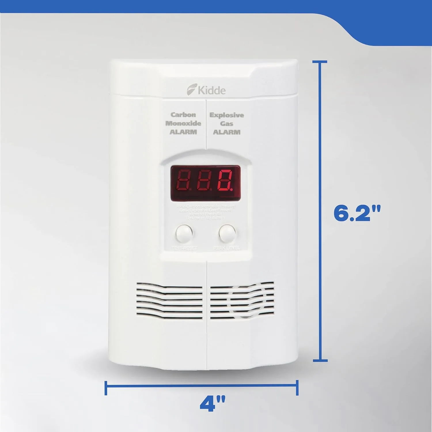 Kidde Carbon Monoxide Detector, Propane, Natural, Methane, & Explosive Gas Alarm, Plug-In Wall with 9-Volt Battery Backup