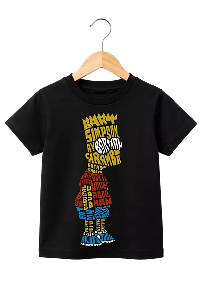 Kids' Bart Simpson Typography Graphic Black T-Shirt