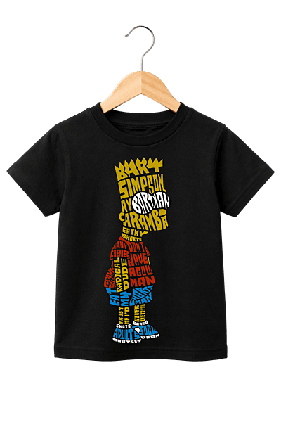 Kids' Bart Simpson Typography Graphic Black T-Shirt