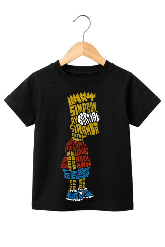 Kids' Bart Simpson Typography Graphic Black T-Shirt