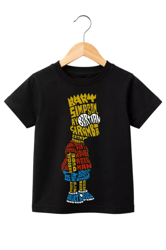 Kids' Bart Simpson Typography Graphic Black T-Shirt