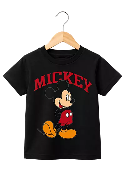 Kids' Classic Mickey Mouse Graphic Black T-Shirt