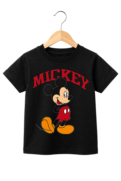 Kids' Classic Mickey Mouse Graphic Black T-Shirt
