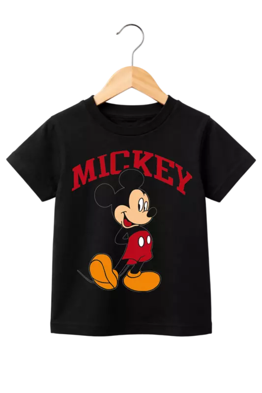 Kids' Classic Mickey Mouse Graphic Black T-Shirt