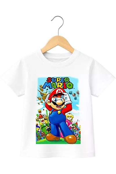 Kids' Classic Super Mario Graphic White T-Shirt