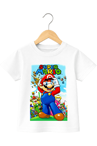 Kids' Classic Super Mario Graphic White T-Shirt