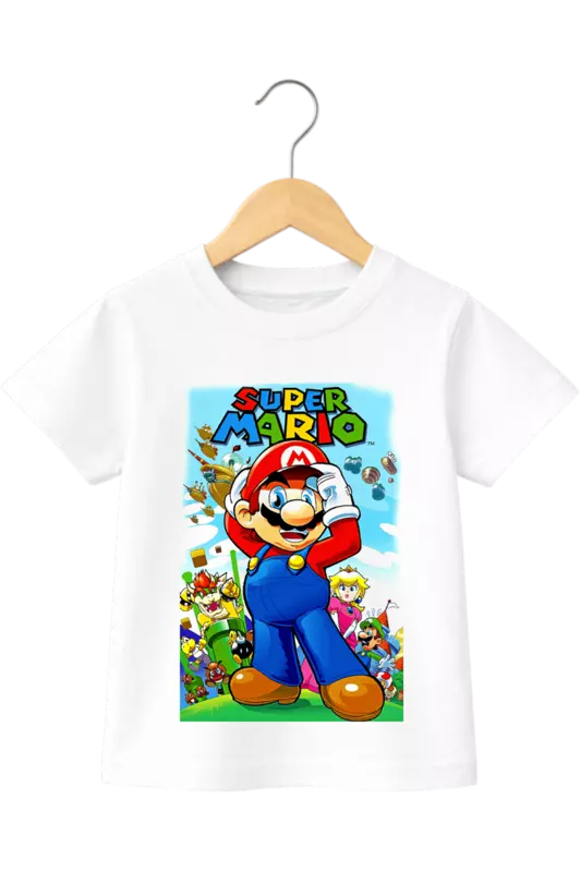 Kids' Classic Super Mario Graphic White T-Shirt