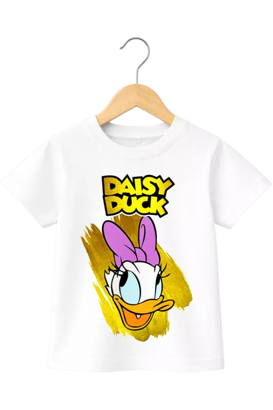 Kids' Daisy Duck Gold Splash Graphic White T-Shirt