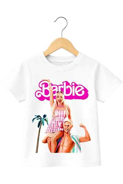 Kids' Live-Action Barbie & Ken Graphic White T-Shirt