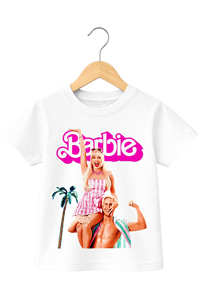 Kids' Live-Action Barbie & Ken Graphic White T-Shirt