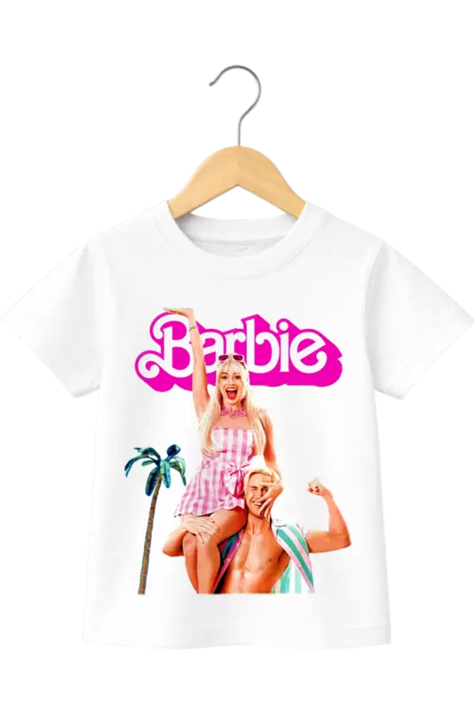 Kids' Live-Action Barbie & Ken Graphic White T-Shirt