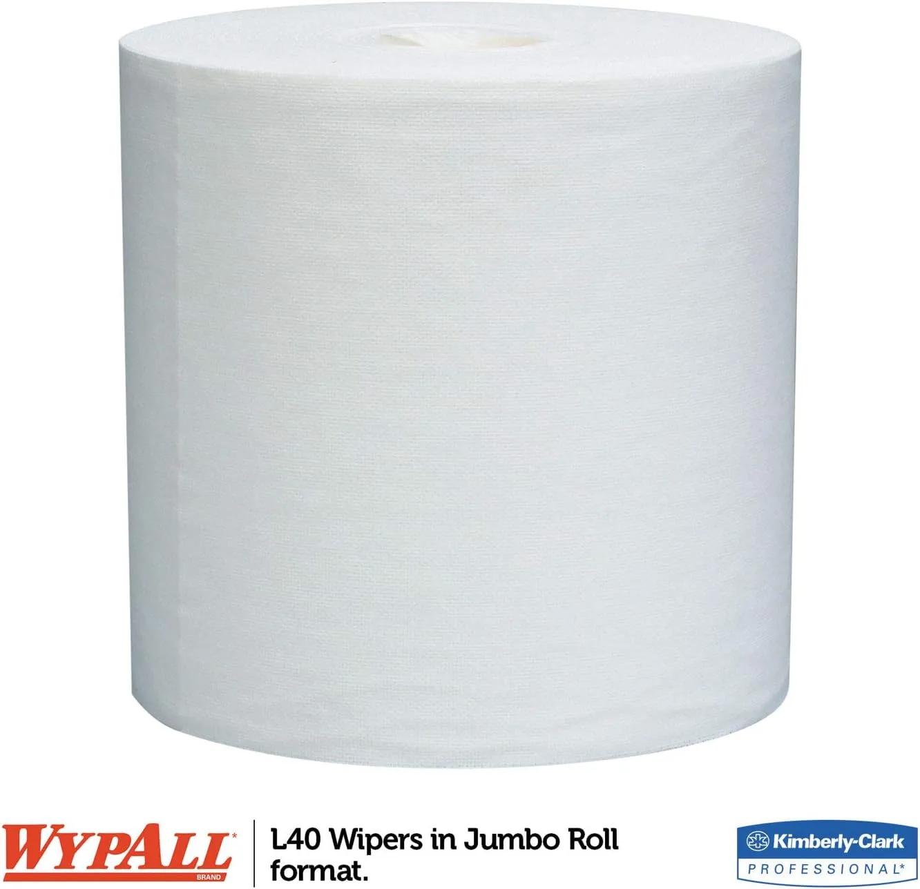 KIMBERLY-CLARK PROFESSIONAL* WYPALL L40 Wipers, Jumbo Roll, Perforated, 12 1/2 x 13 2/5, White, 750/Roll