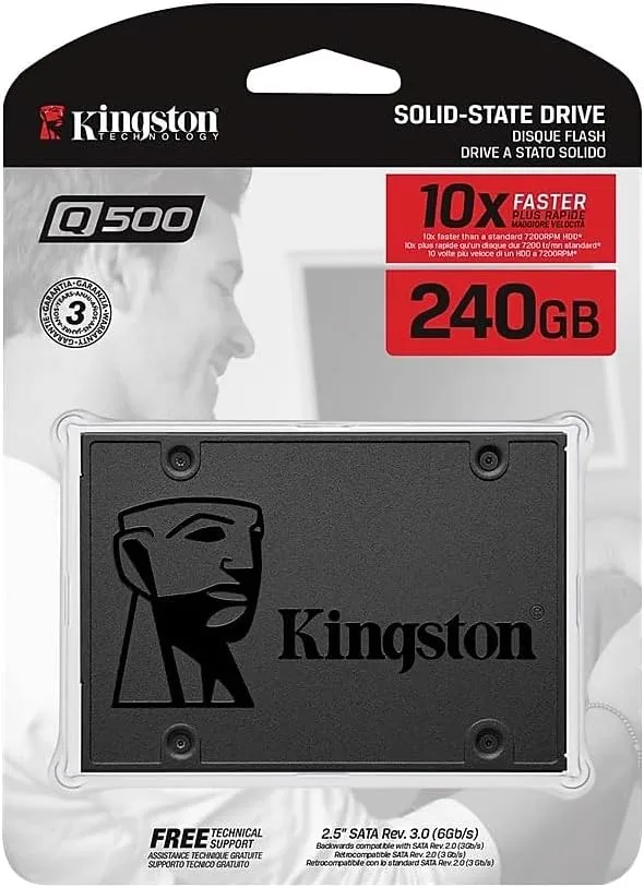 Kingston 240GB Q500 SATA3 2.5 SSD (SQ500S37/240G) 240GB Standard (2.5" SATA) Q500 Series