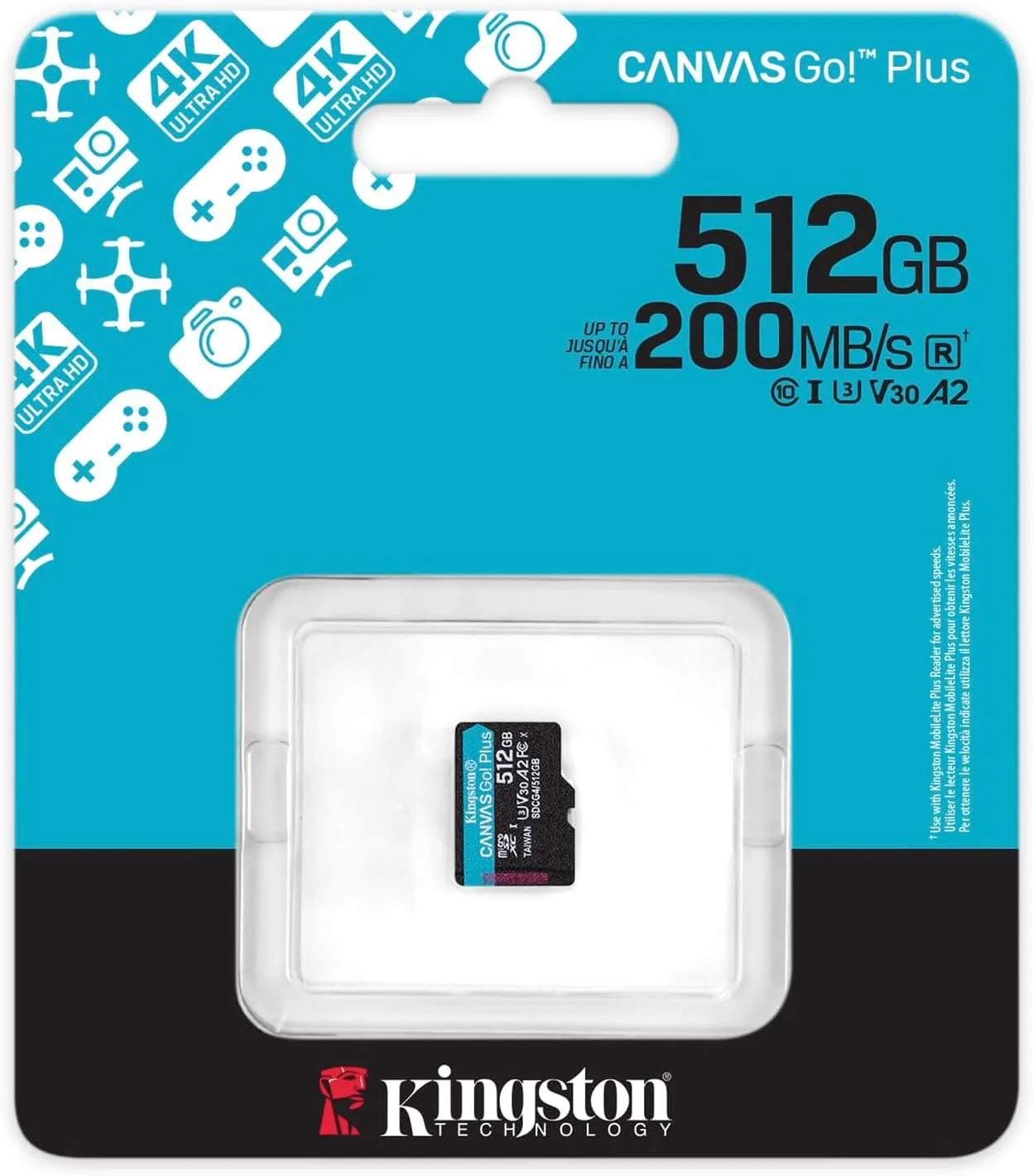 KINGSTON Canvas Go Plus microSDXC Memory Card Gen4 200MB/s A2 U3 V30