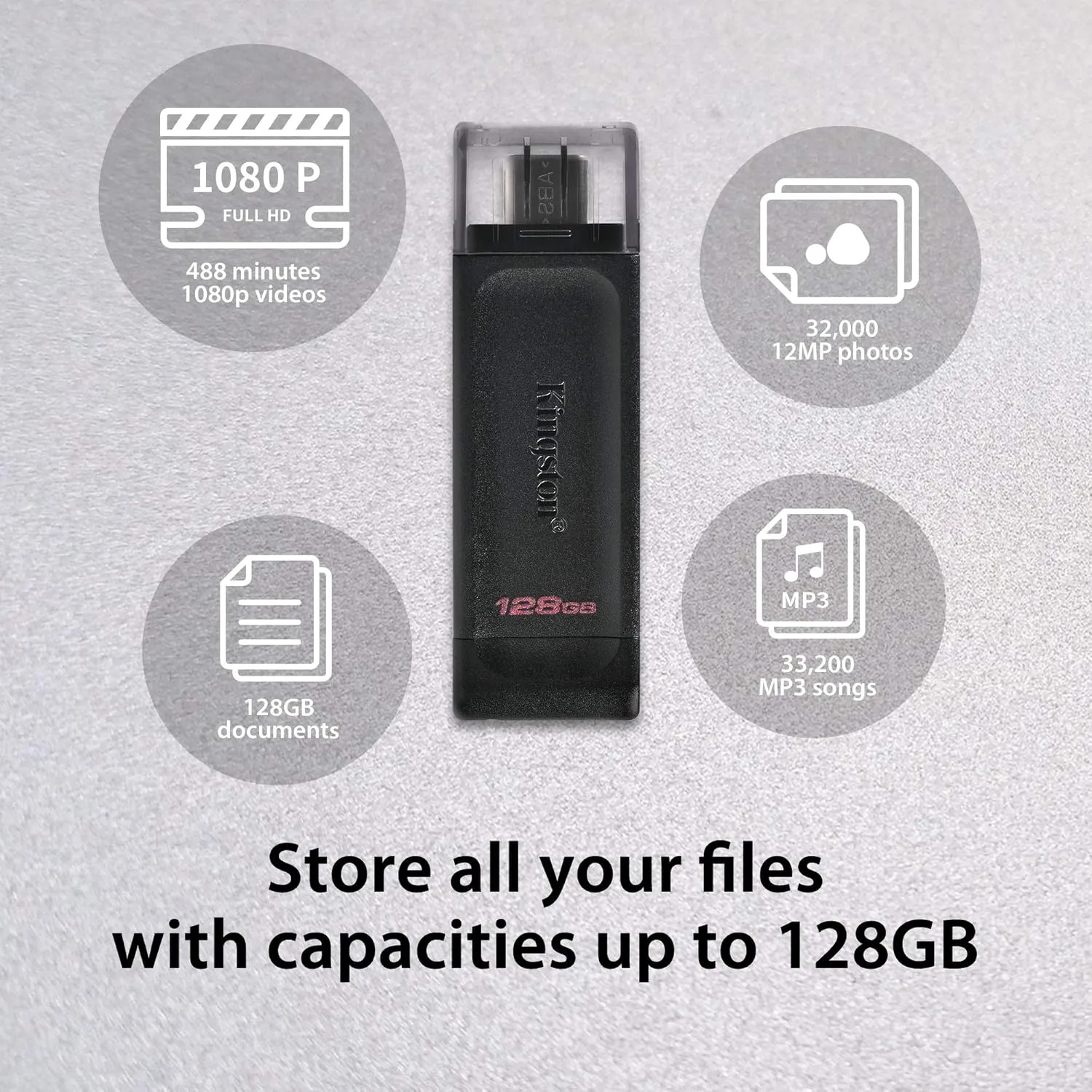 Kingston DataTraveler 70 64GB Portable and Lightweight USB-C flashdrive with USB 3.2 Gen 1 speeds DT70/64GB