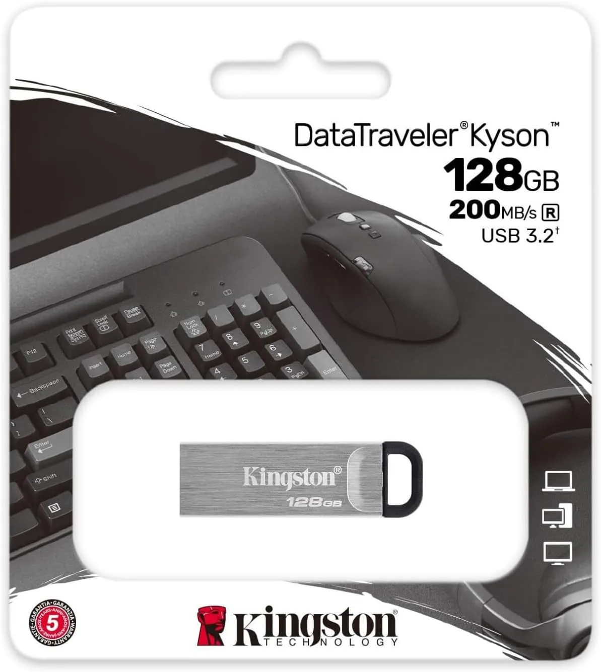 Kingston DataTraveler Kyson 128GB High Performance USB 3.2 Metal Flash Drive | Speeds up to 200MB/s | DTKN/128GB
