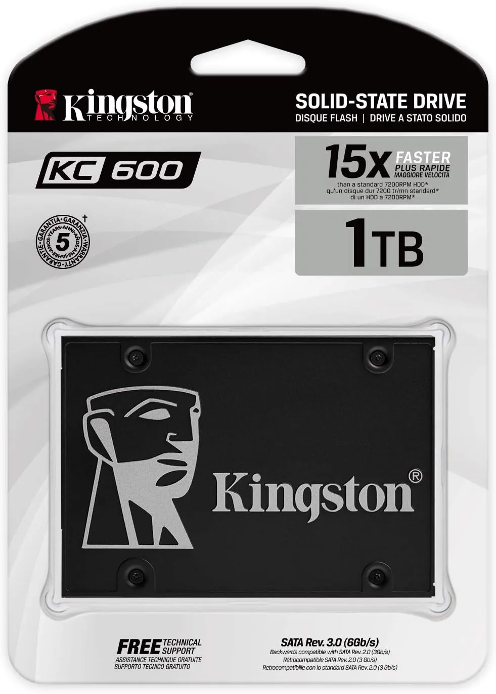 Kingston KC600 SSD SKC600/1024G Internal SSD 2.5" , SATA Rev 3.0, 3D TLC, XTS-AES 256-bit encryption 1024 GB 2.5 Inch Drive Only