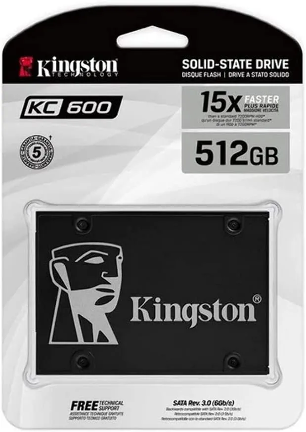 Kingston KC600 512GB 2.5 Inch SATA3 Solid State Drive (3D TLC), Model: SKC600/512G