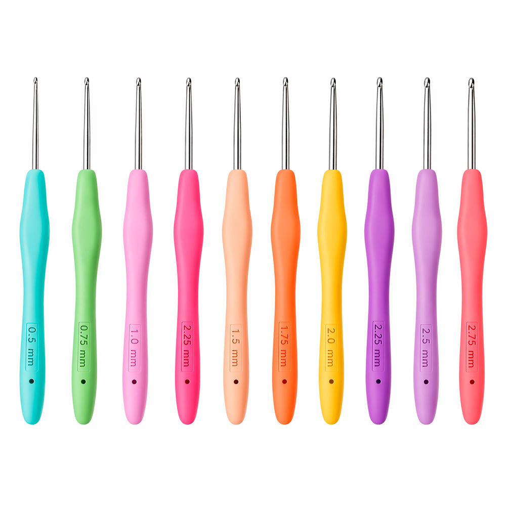 Kit X10 Piezas Aguja Crochet Mango Silicona 0.5Mm-2.75Mm