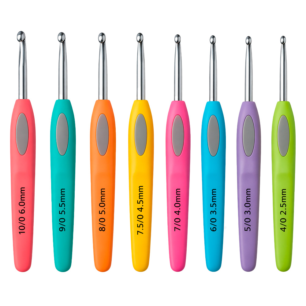 Kit X8 Piezas Aguja Crochet Mango Plano
