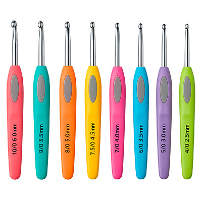 Kit X8 Piezas Aguja Crochet Mango Plano
