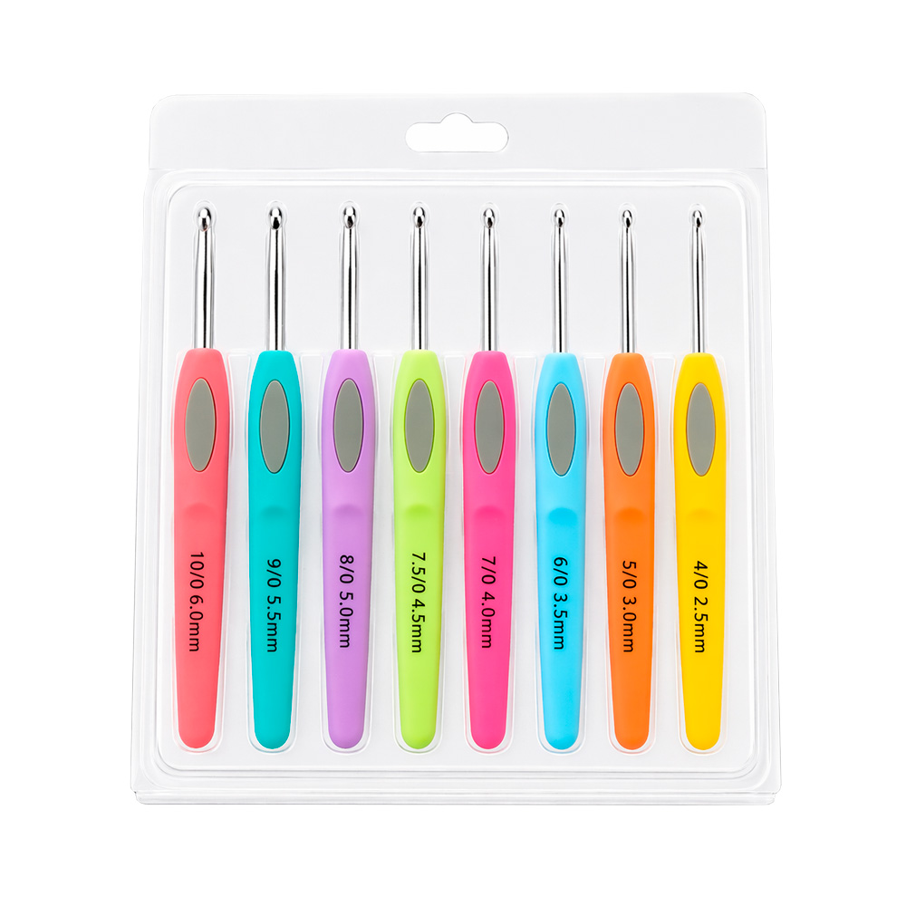 Kit X8 Piezas Aguja Crochet Mango Plano