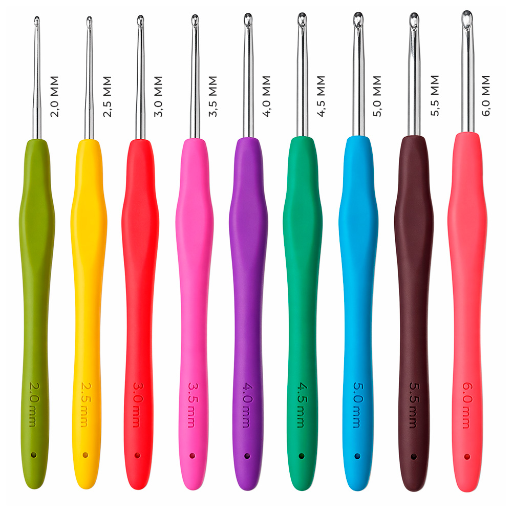 Kit X 9 Piezas Aguja Crochet Mango Silicona 2.0Mm-6.0Mm