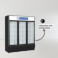 Blue Star Visi Cooler-VC1200CD-BLACK with 3 Glass door