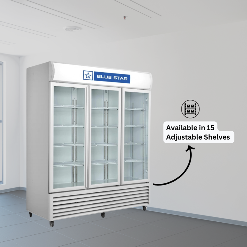 Blue Star Visi Cooler-VC1200CD with 15 adjustable shelves