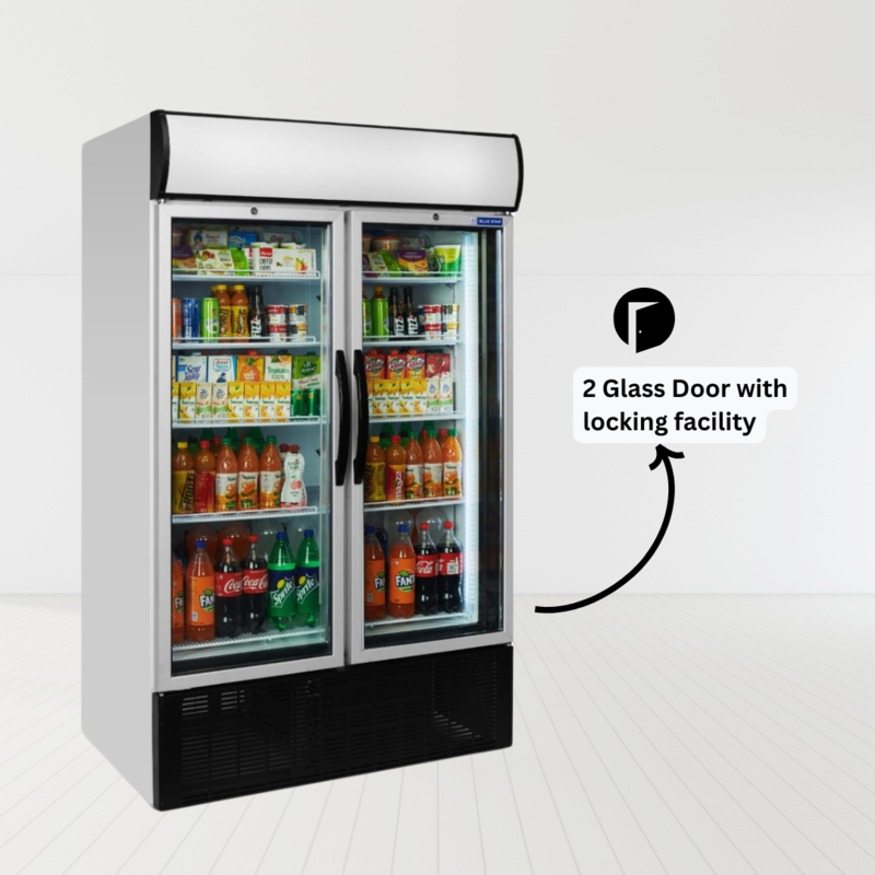 Blue Star Visi Cooler VC1250E-945 litres in 2 self closing glass doorglass