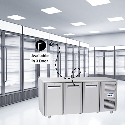 Spacious interior of a Blue Star GP Series Under Counter Freezer with organized frozen food.
