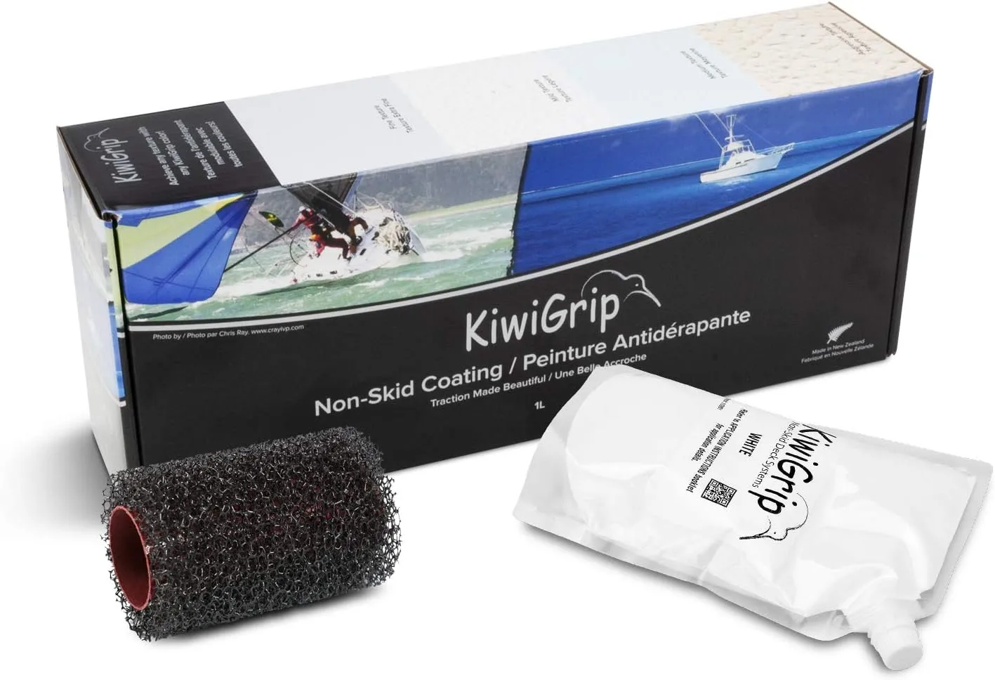 KiwiGrip 1 Liter Pouch - White w/4" Roller