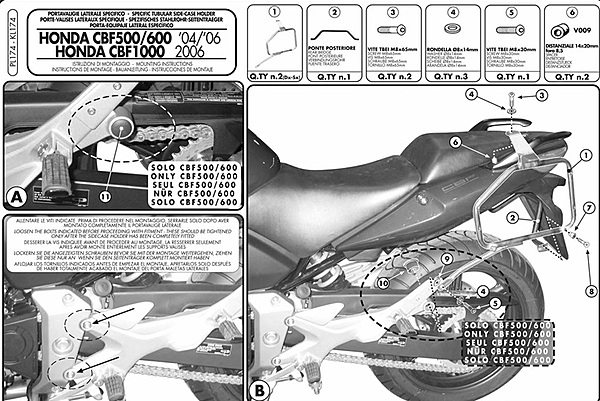 KAPPA HONDA PANNIER BRACKET KL174 - CBF 500 / 600 S / 600 N / 1000 / ABS (04-12) KAPPA HONDA PANNIER BRACKET KL174 - CBF 500 / 600 S / 600 N / 1000 / ABS (04-12)