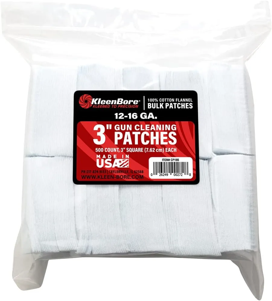 KleenBore 3” 12-16 Gauge Cleaning Patches (500PK)