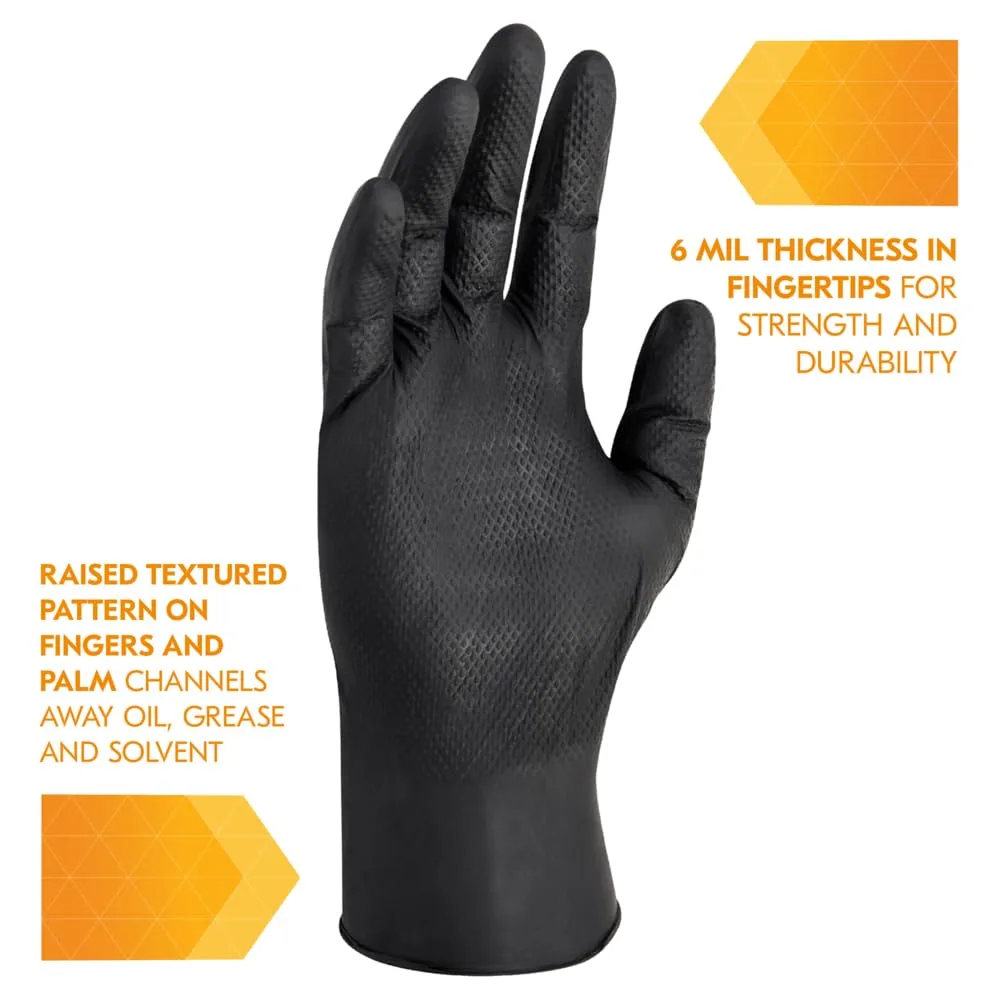 G10 Kraken Grip Nitrile Gloves, Powder-Free, Medium, 6 mil Thick, 9.5" Long, Black, 100/Box, 10 Boxes/Carton